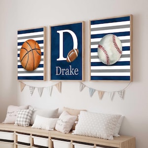 Sports Wall Art Prints, Boy Nursery Room decor, baseball football basketball soccer printable instant digital download