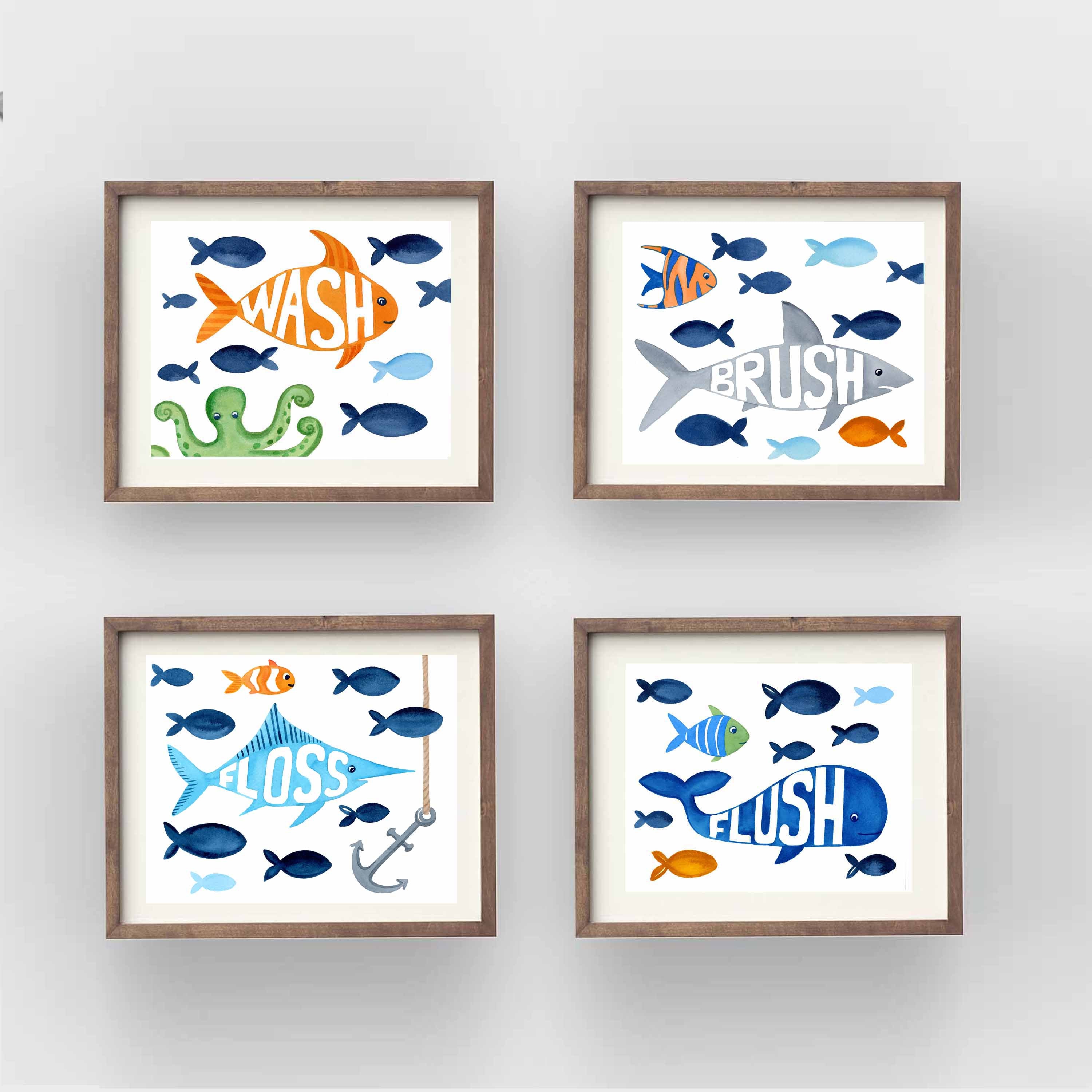 Fish Wall Art Decor for Boy Bathroom Kids Fish Bathroom Art - Etsy