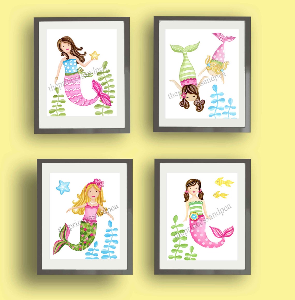 Mermaid Art Prints Mermaid Bathroom Art Mermaid Bedroom Wall Etsy