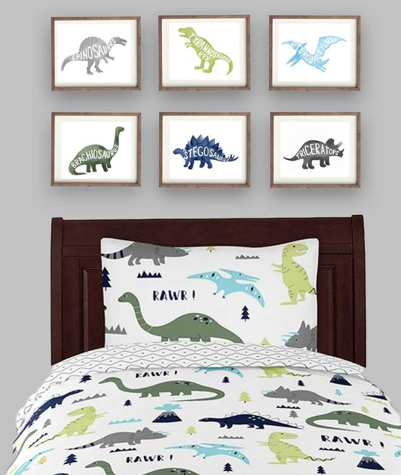 Dinosaur wall art decor for boy nursery bedroom children wall Etsy