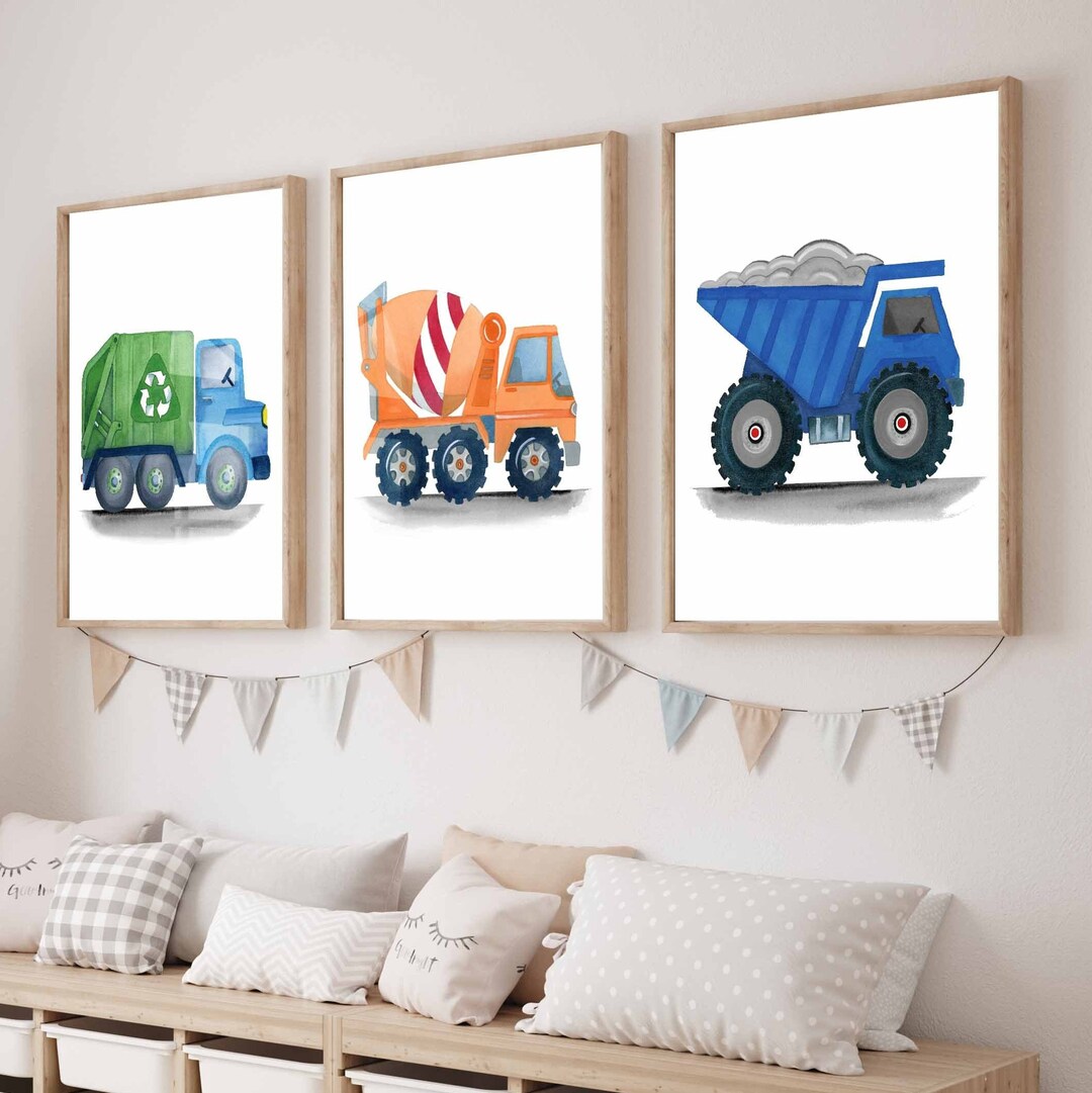Construction Truck Wall Art Transportation Truck Art Decor for Etsy