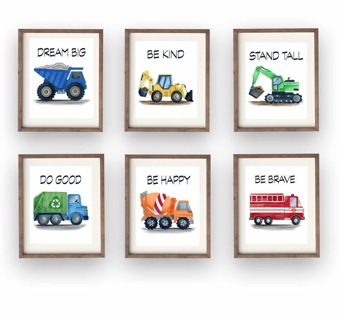 Construction Truck Wall Decor Construction Art Prints for Boy Etsy
