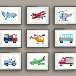 Watercolor Transportation Prints: Boy Nursery Wall Art