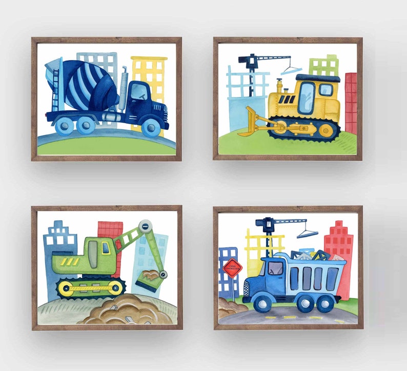 Construction Truck Wall Decor Construction Art Prints for Boy Etsy