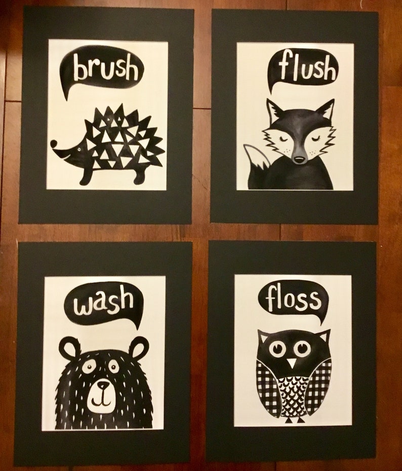 Woodland bathroom art kids bathroom decor woodland bathroom Etsy