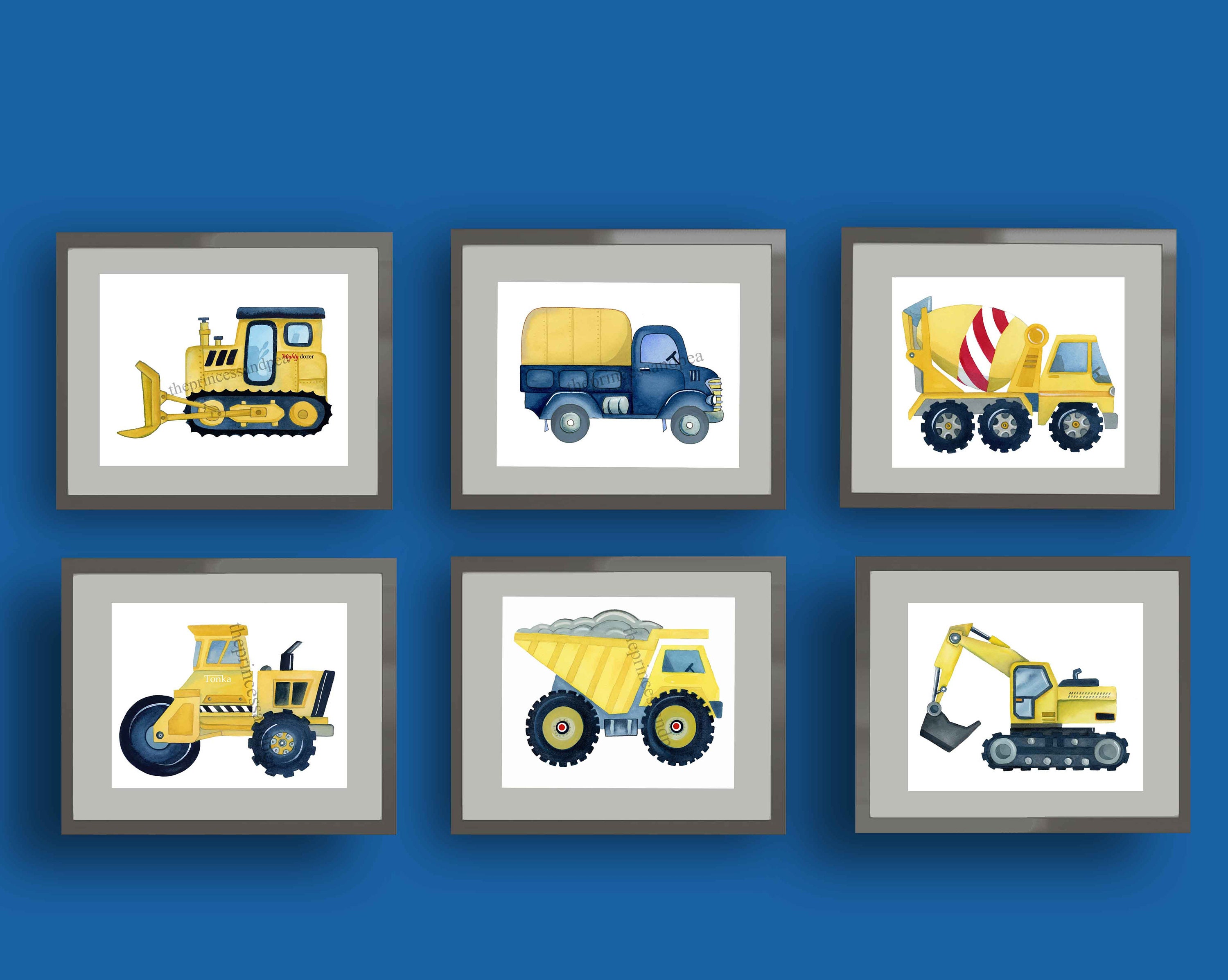 Construction Truck Wall Decor Construction Trucks Art Prints Etsy