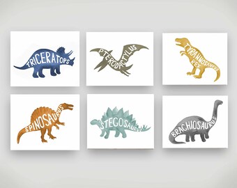 Dinosaur wall art decor for dino friends nursery bedroom, boy nursery art prints