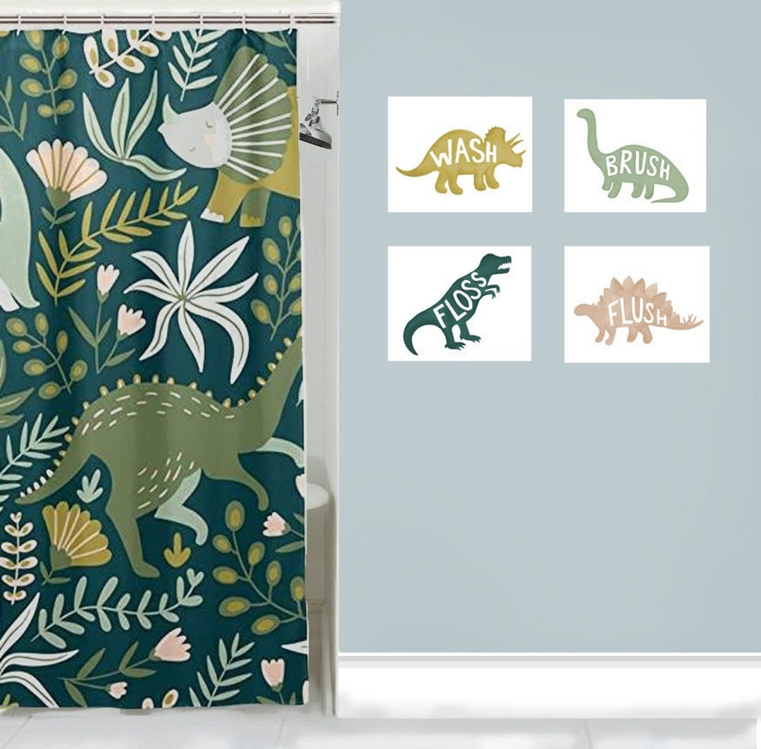 Dinosaur Wall Art Décor for Boy Bathroom, Kids Dinosaur Bathroom Art