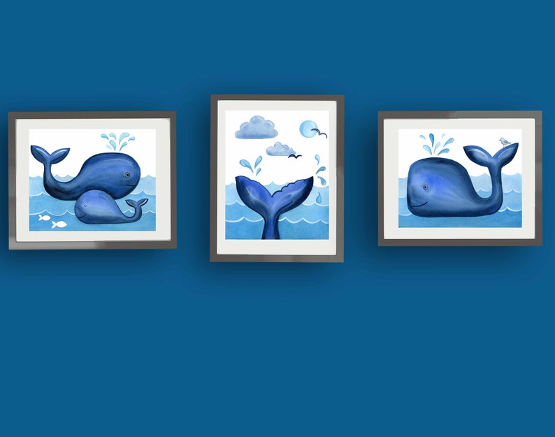 Whale Bathroom Art Print Whale Decor Boy Nursery Art - Etsy