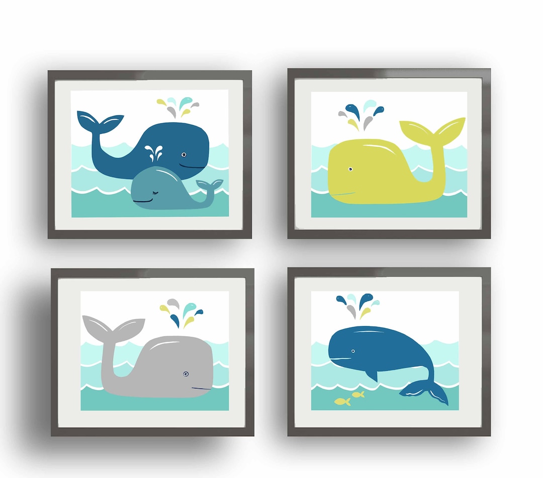 Whale Bathroom Wall Art Decor, Kids Whale Bathroom Rules Art Prints - Etsy