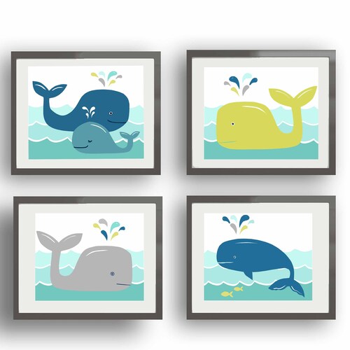 Whale Bathroom Wall Art Decor Kids Whale Bathroom Rules Art Etsy