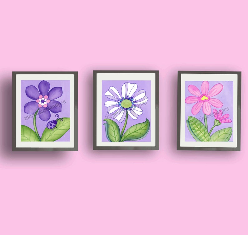 Flower Daisy Wall Art Decor for Girl Nursery or Bedroom Etsy