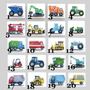 Construction Vehicle Watercolor Art Prints, Boy Nursery Wall Décor, car truck painting