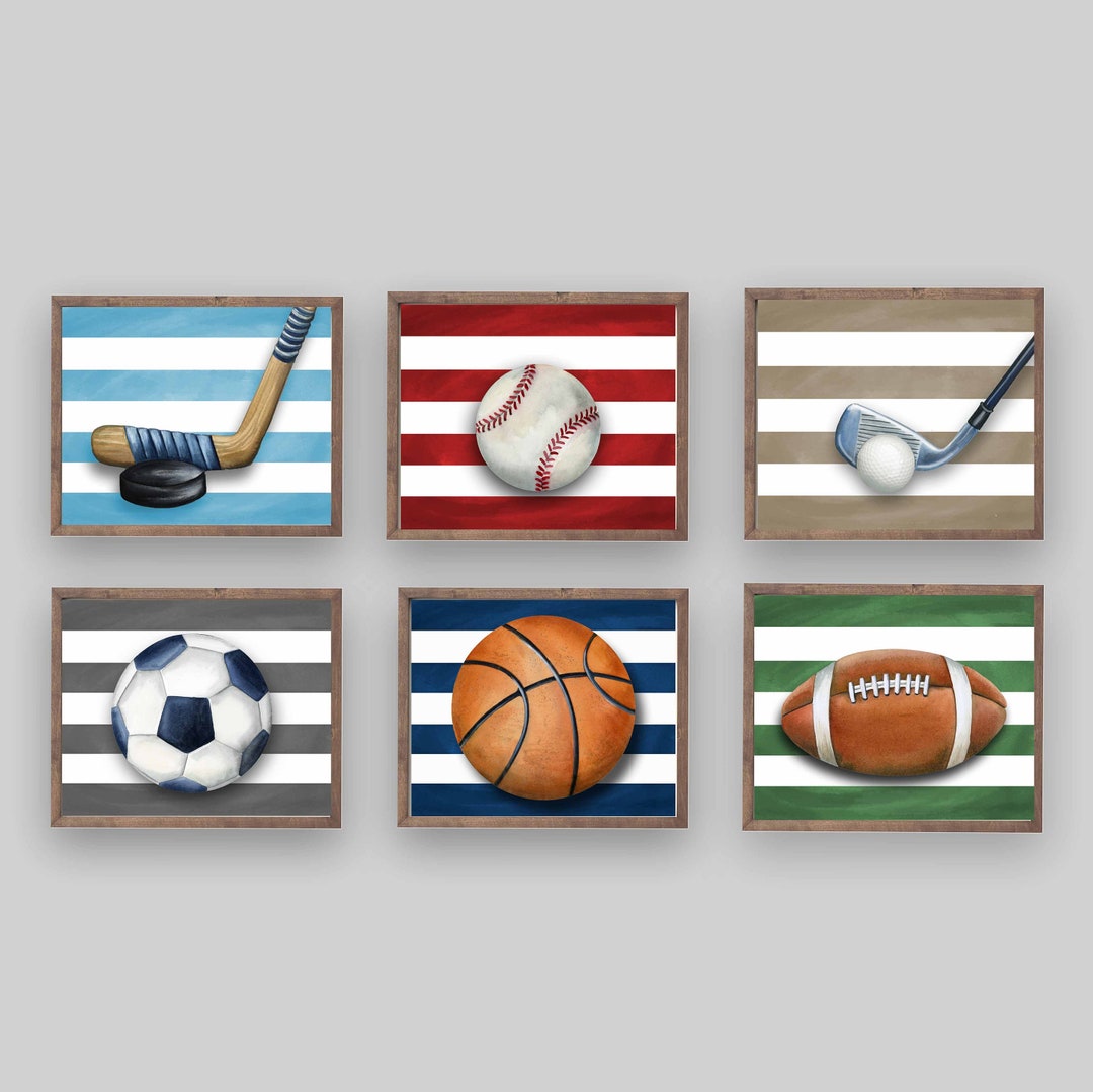 Sports Wall Art Decor for Boy Nursery Bedroom, Sports Art Prints From