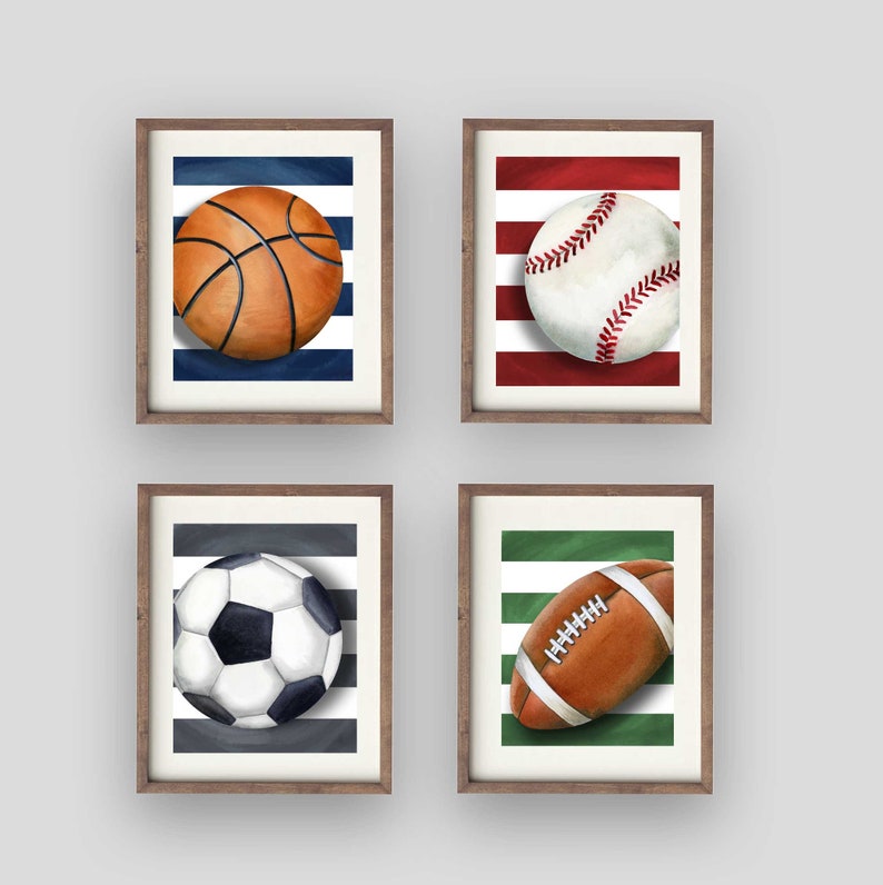Sports Wall Art Decor for Boy Nursery Bedroom Sports Art Etsy
