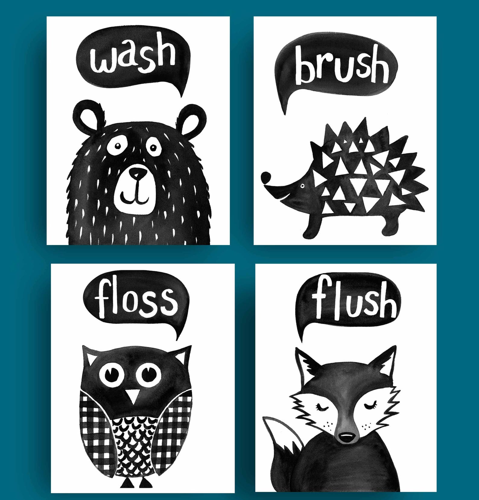 Woodland Bathroom Art Kids Bathroom Decor Woodland Bathroom Etsy