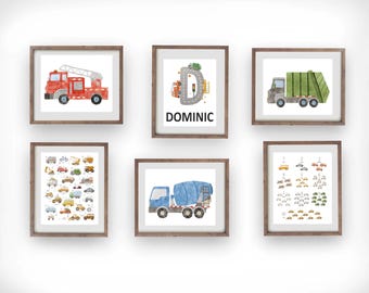 Transportation Nursery Art Prints, Car, Truck, Construction Vehicle wall decor
