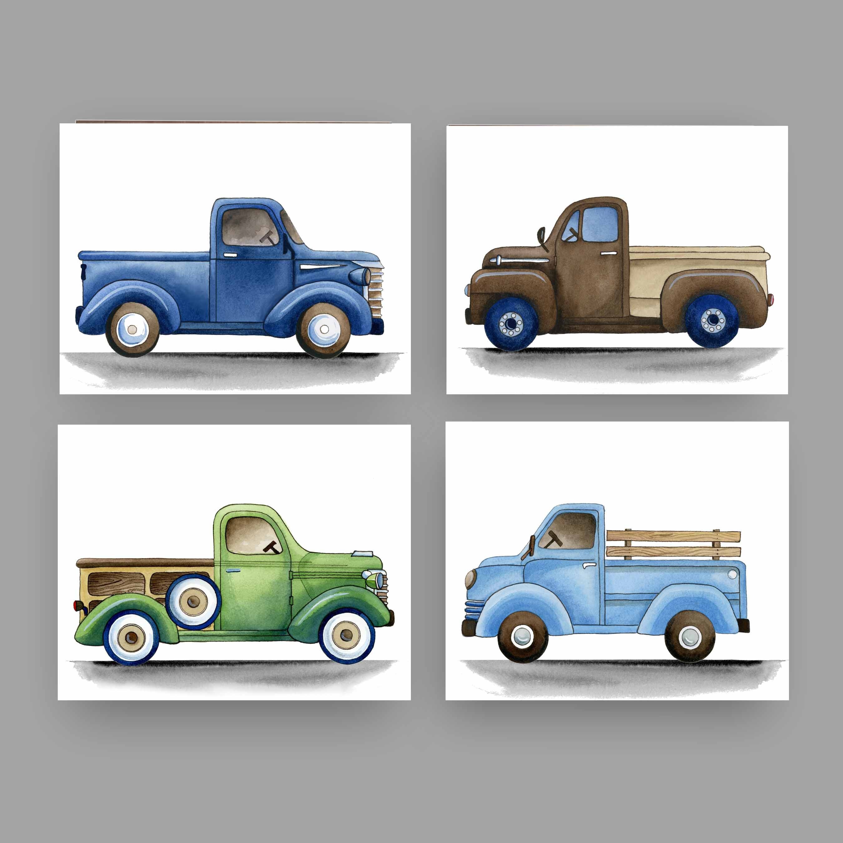Pickup Truck Printable Classic Retro Pickup Pickup Truck Vintage Art Print Set Truck Themed Nursery Decor Pickup Truck Playroom Wall Art Art Collectibles Prints Vadel Com