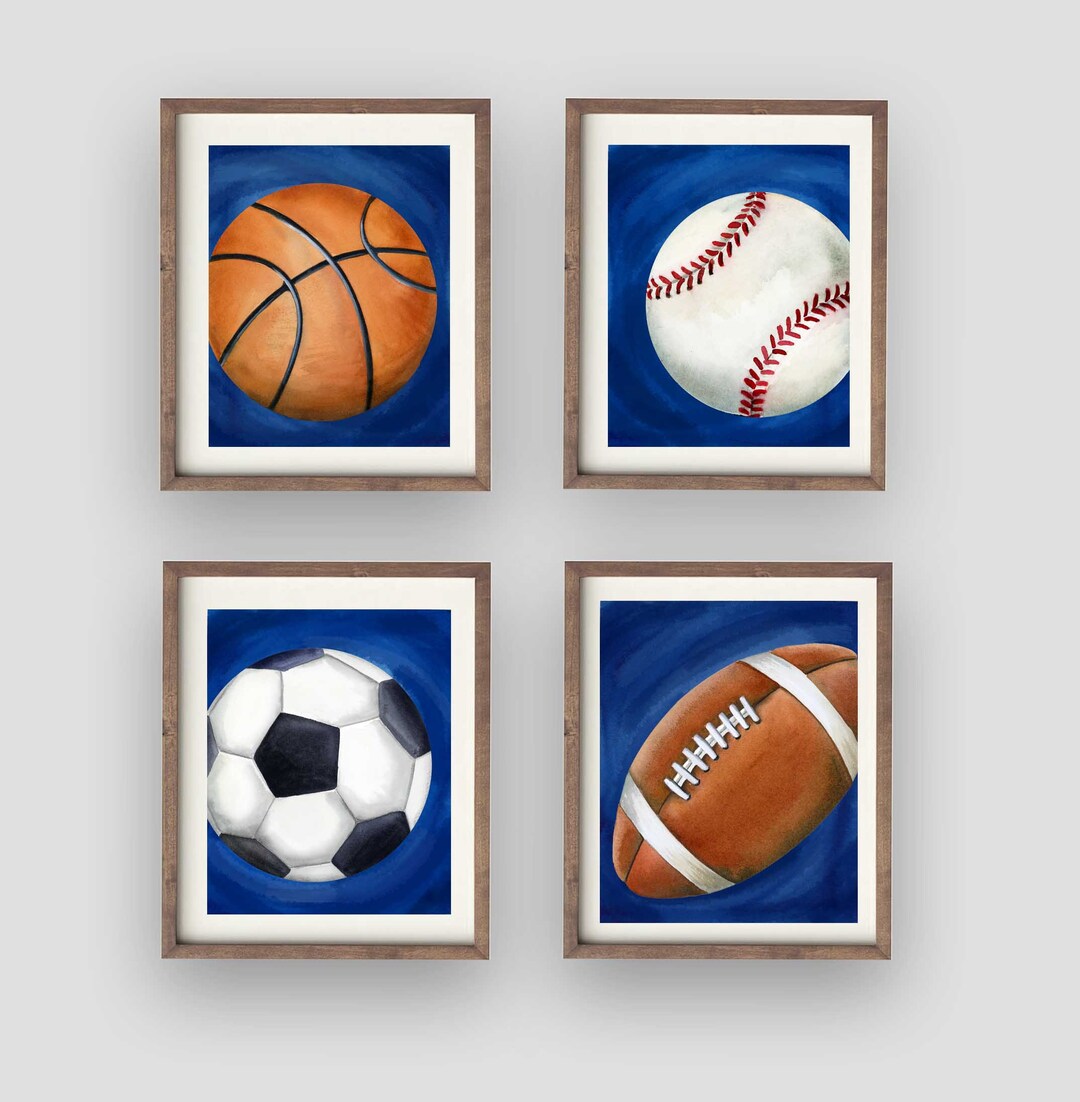 Sports Wall Art Decor for Boy Nursery Bedroom, Sports Art Prints From