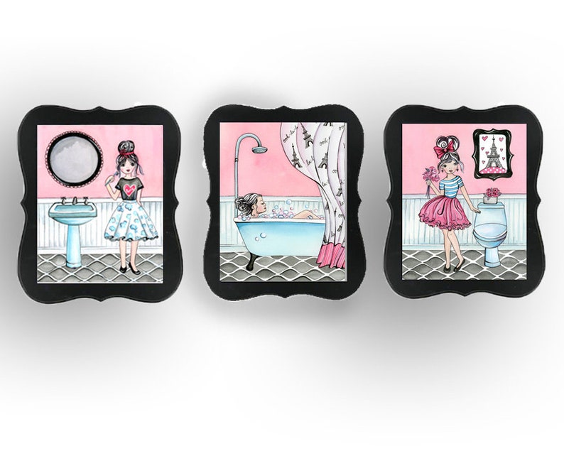 Paris Bathroom Wall Art Decor for Girl's Bathroom - Etsy