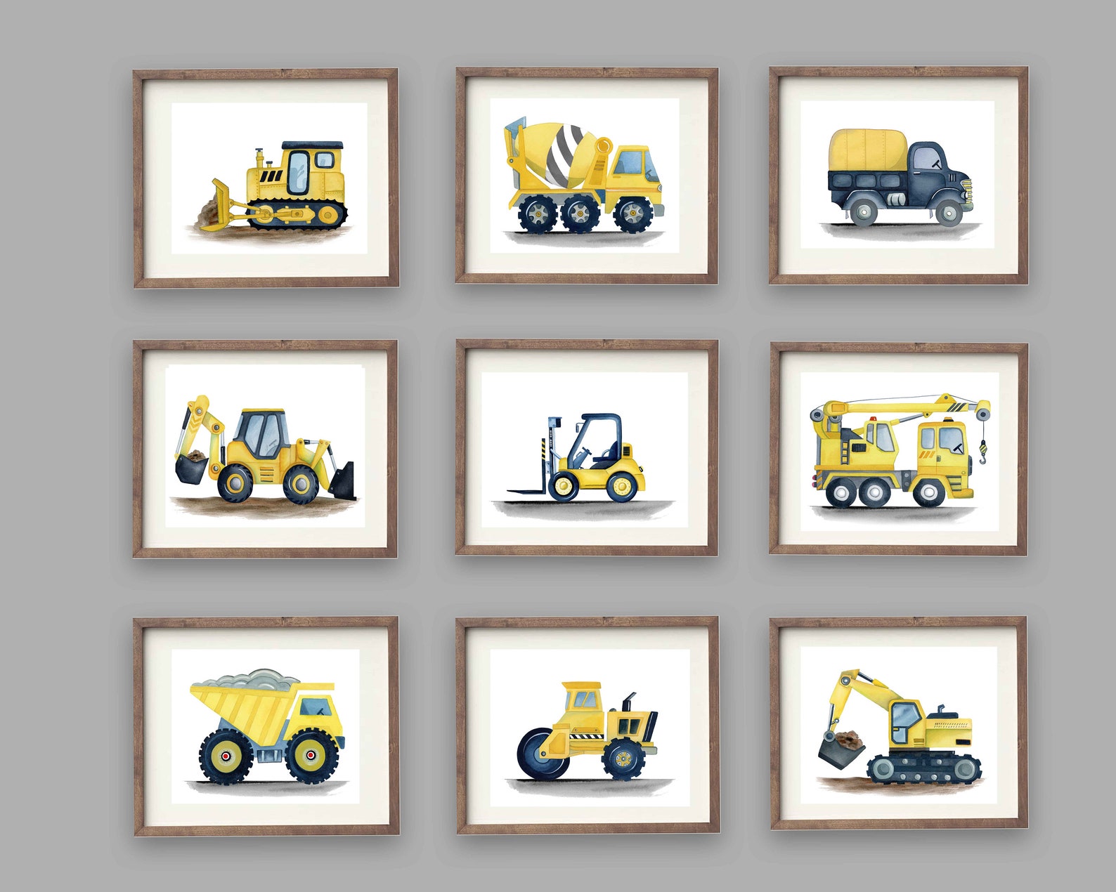 Construction Truck Wall Decor Tonka Construction Trucks Art Etsy