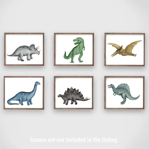 Dinosaur wall art décor for boy nursery bedroom, t-rex dino wall art prints