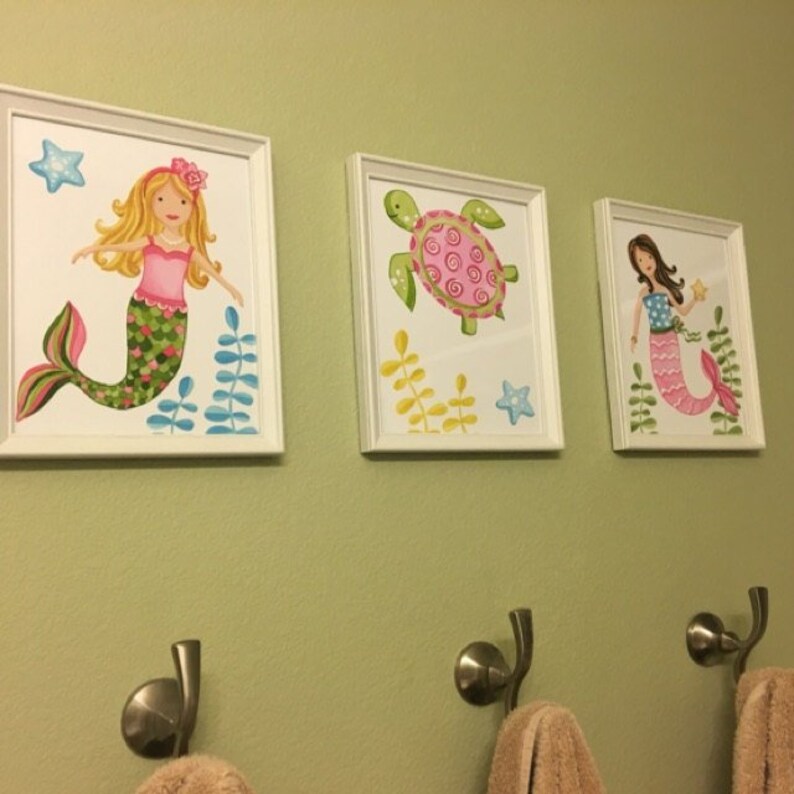 Mermaid Art Prints Mermaid Bathroom Art Mermaid Bedroom Wall Etsy