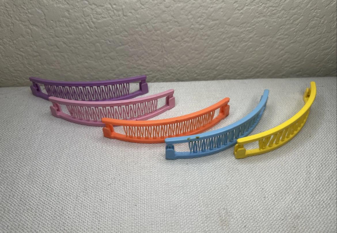 Lot 5 Vintage 80s Banana Clips Hair Colorful Claws Approx  display picture 3