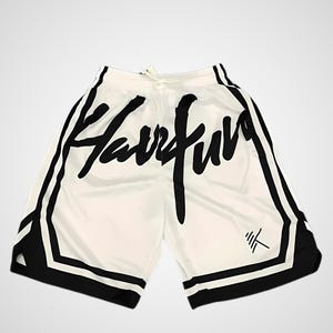 Men Streetwear Graphic Shorts – Bold Black and White Print | Eye-Catching Summer Casual Shorts