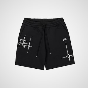 Men’s Black Graphic Shorts – Lightweight Streetwear Summer Fit | Abstract Print Casual Shorts