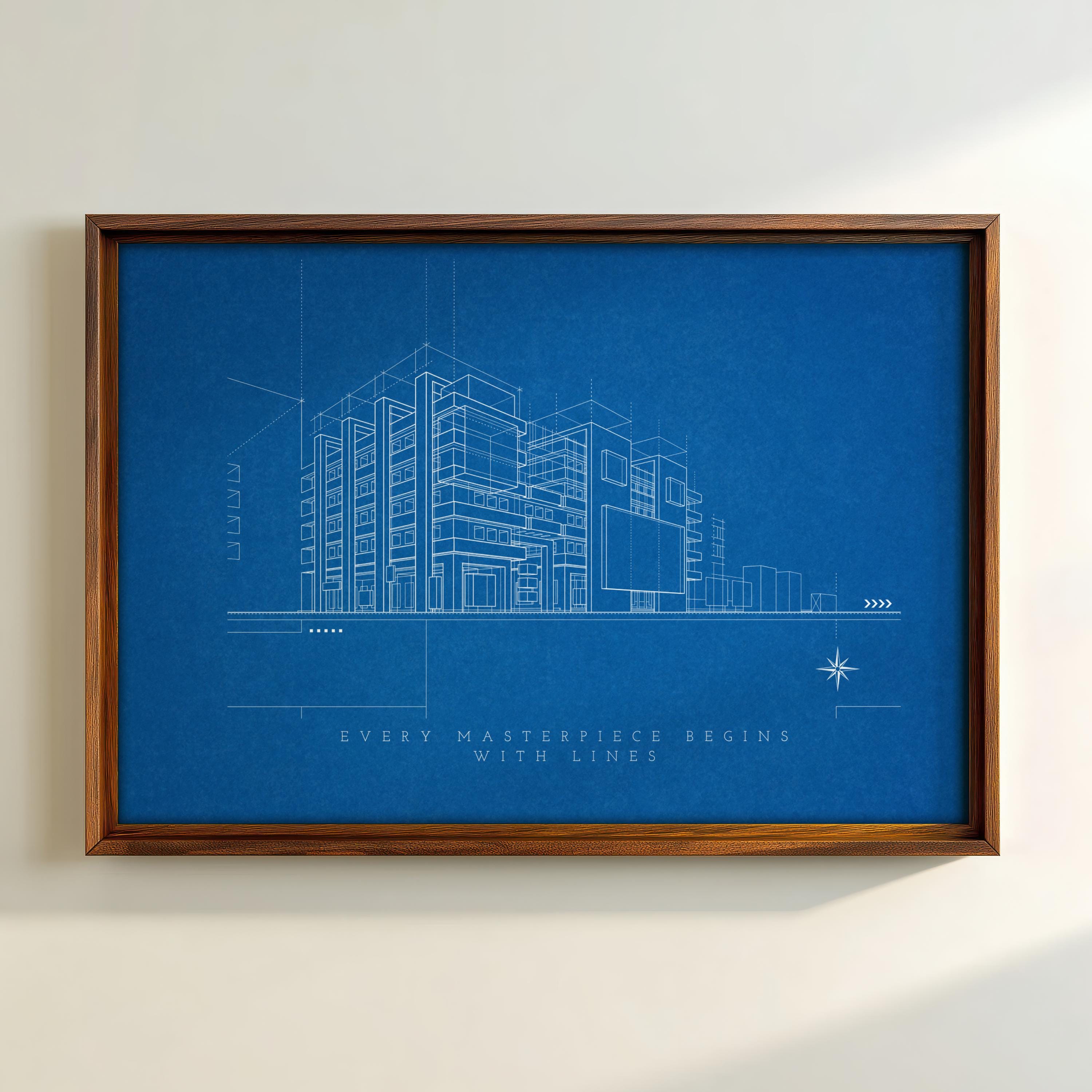 Architectural Vintage Blueprint Poster, Matte Horizontal Poster ...