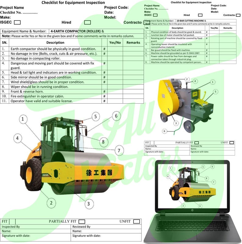 Wacker Compactor Checklist.pdf 43 Checklist Preventive Maintenance Formats Editable Inspection Format ...