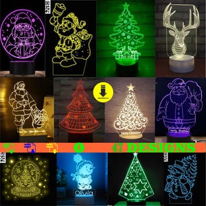 Bundle Pack 47 design diseño navidad merry christmas hanukkah santa claus laser lamp illusion LED 3D light night Hologram vector cnc svg pdf