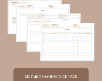 Plantilla editable de paquete tecnológico de moda: herramienta de producción de ropa (Canva)