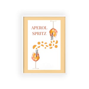 Póster, Impresión en marco de madera de Aperol Spritz, Decoración de impresiones artísticas, Arte de pared de cocina, Decoración de bar, Arte de cócteles, Póster de bebidas