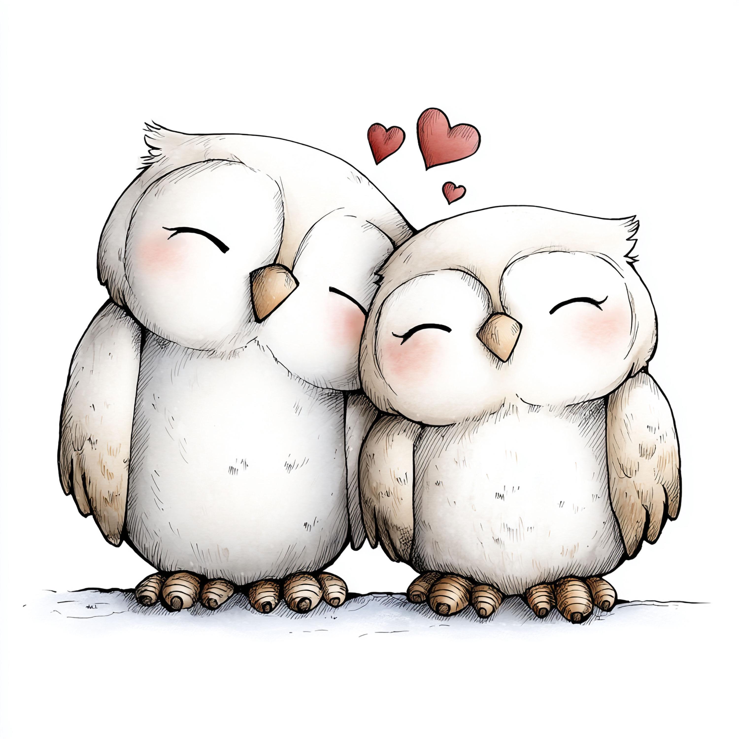 Owls in Love Clip Art 10 High Res JPGs Scrapbooking, Junk Journals, Card Making, Crafting, Digital D