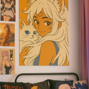 Poster Kawaii Cat Girl Anime – Cute Wall Art for Otaku Room