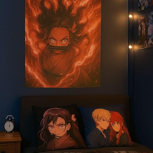 Nezuko Demon Art Anime Poster – Rote Illustration im japanischen Stil