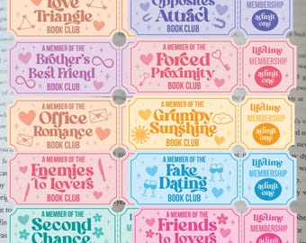 Romance Trope Ticket Laminated Bookmarks