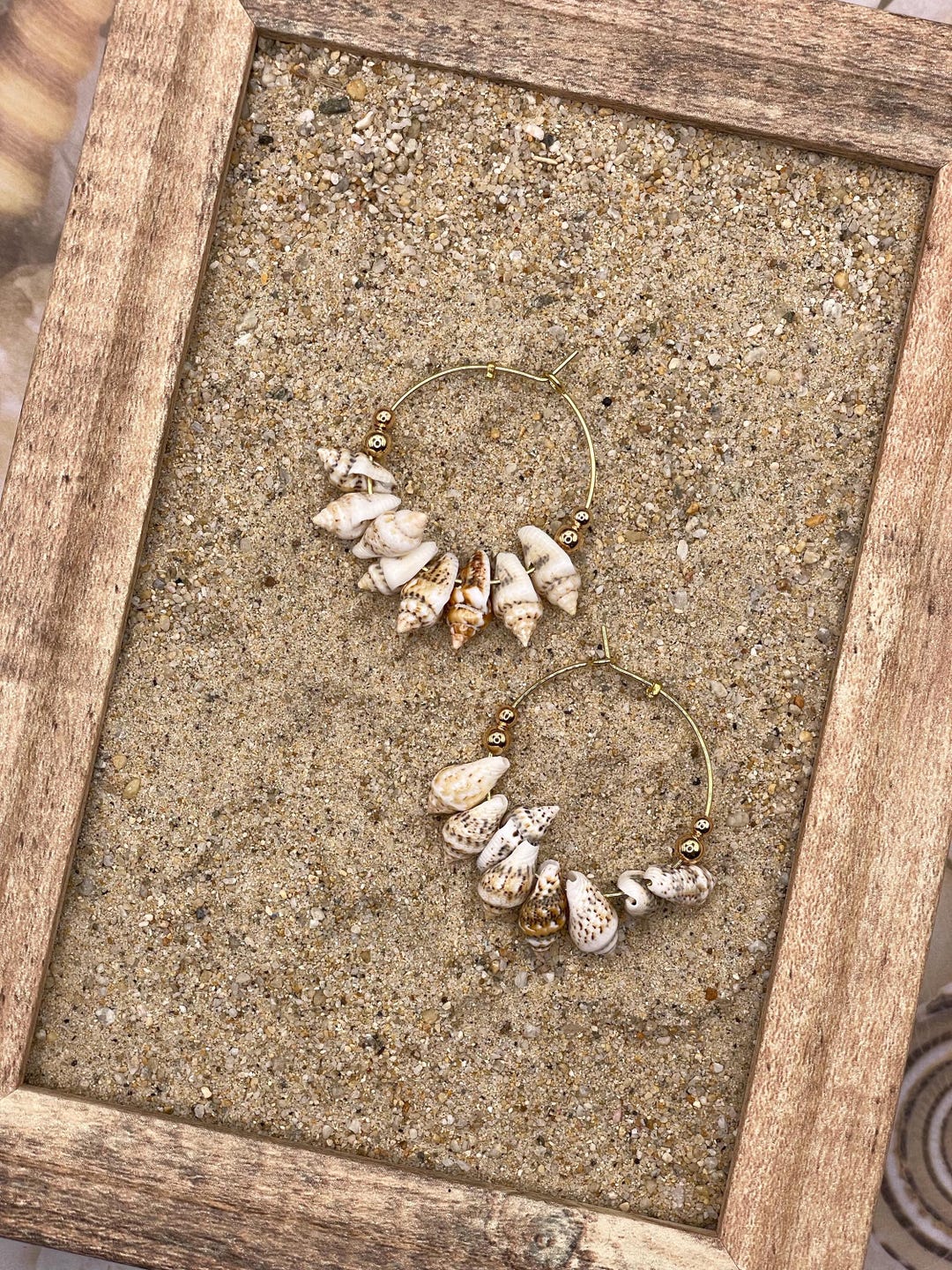 Tulum Neutral Real Sea Shell Hoop Earrings - Handmade Bohemian ...