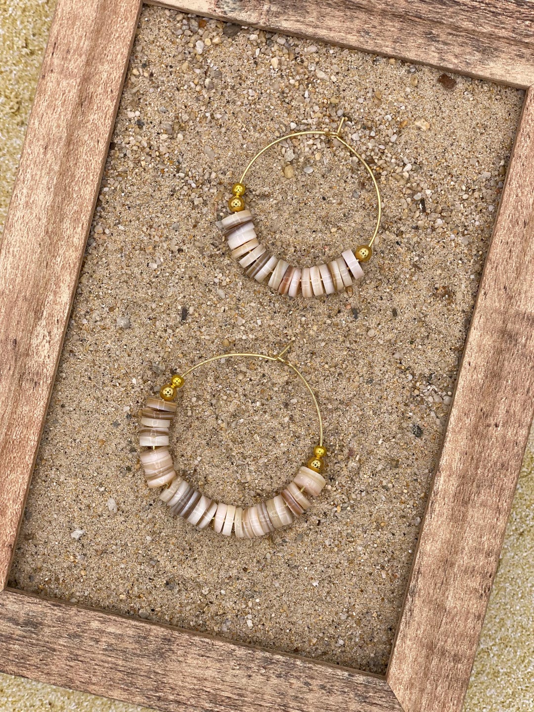 Tulum-neutral Natural Shell Hoops - Handmade Bohemian Statement Jewelry ...