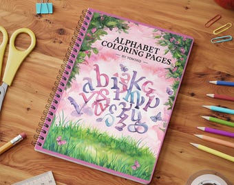 Alphabet Coloring Pages, Botanical Art, Stress Relief, Creative Lettering (PDF Download)