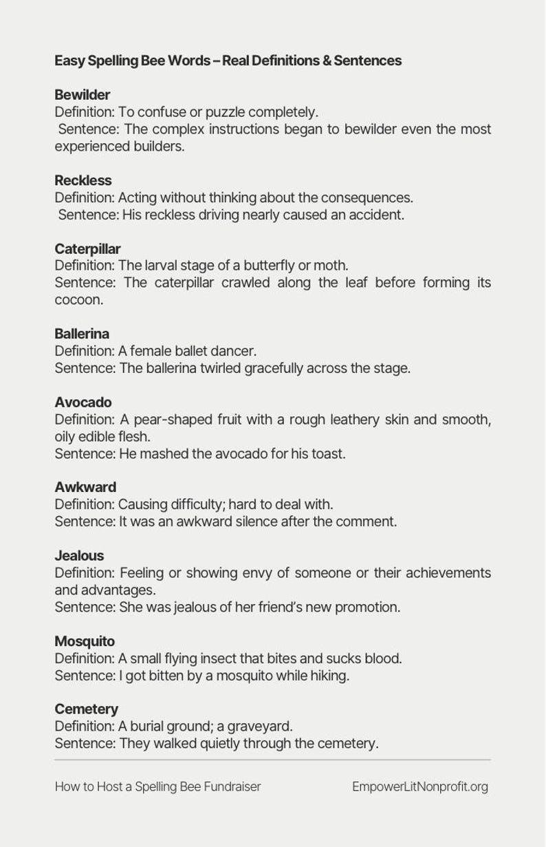 Adult Spelling Bee Fundraiser Guide – Nonprofit Event Planning Template ...