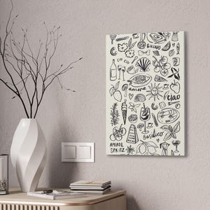 Italian-Themed Art Canvas, Food Lover&#39;s Wall Decor, Kitchen Wall Art, Gift for Chefs, Home Decor, Dining Room Accent