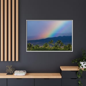Wall Art, Hawaiian rainbow palm trees, Matte Canvas, Framed, Home Decor, Tropical Art, Tropical Wall Hanging