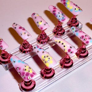 Summer Tie Dye Press On Nails | Handmade Gel Nails | Custom Made Nail Set | Reusable Nail Tips | Gift for Her