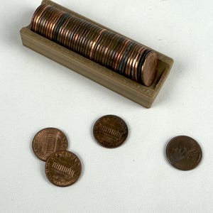 Myntsorterare för penny hunting, naturlig träfärg, 3D-utskriven