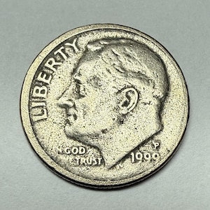 1999 P Roosevelt Dime Off Center Struck Error Coin
