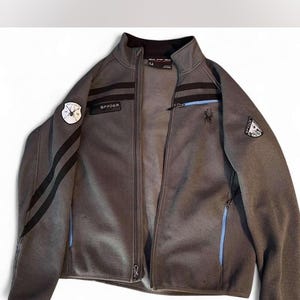 Y2K Spyder Ski-Core Fleece Jacket – Retro Racing Stripe Zip-Up (L, 2010s, Flawed)