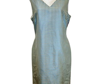 Laura Ashley 100% Silk SHEATH Sleeveless Seafoam Lined Dress Sz 10 Vtg 1980&#39;s